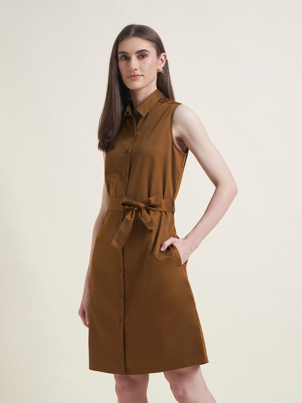 Beatnik Tan Shirt Dress for Women
