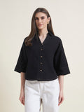 Black Oversized Women Western Shirt
