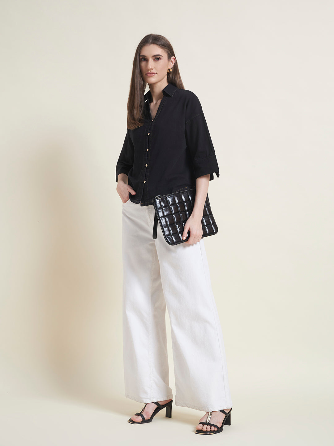 Black Oversized Women Western Shirt