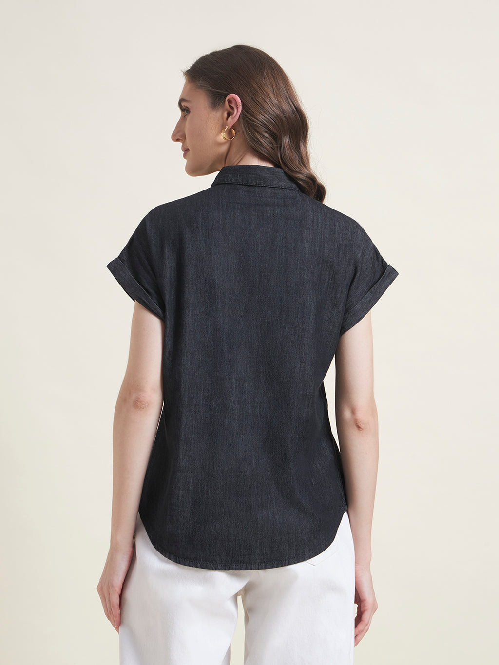 Charcoal Spread Collar Half Sleeve Formal Shirt
