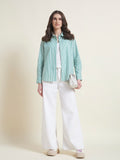 All-Day Comfort Green Striped Shirt