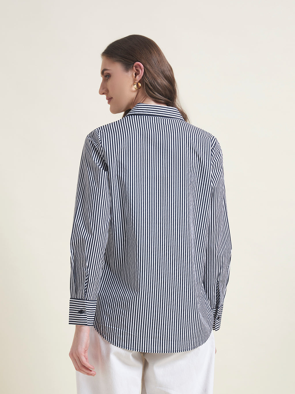 All-Day Comfort Navy Blue Striped Western Shirt