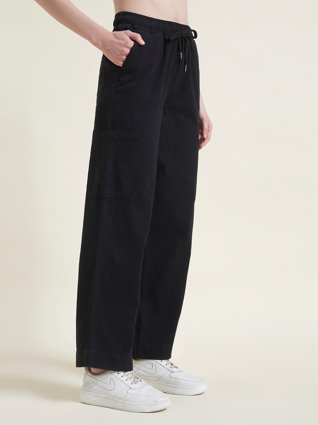 Black Cargo Trousers for Women