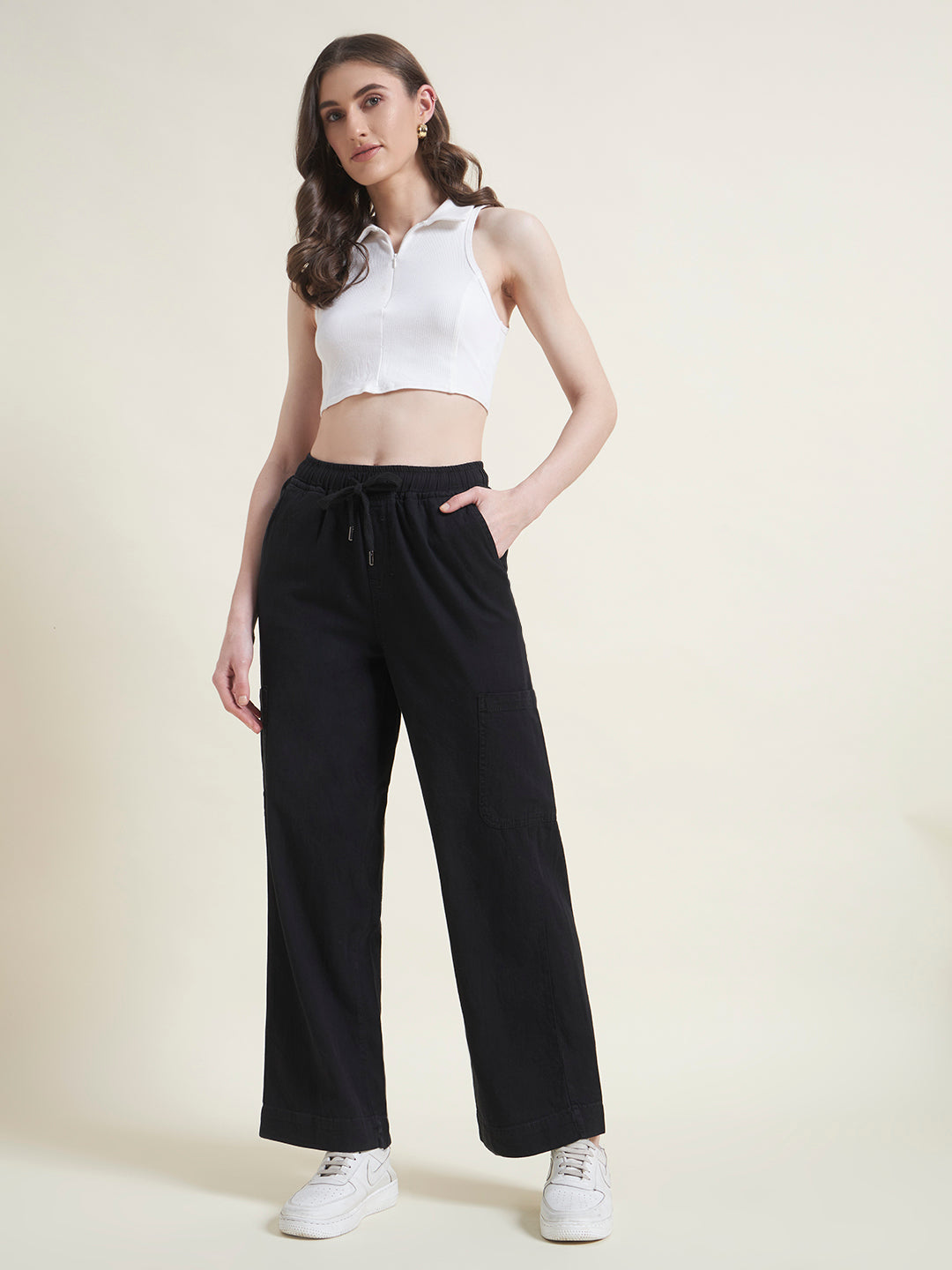 Black Cargo Trousers for Women