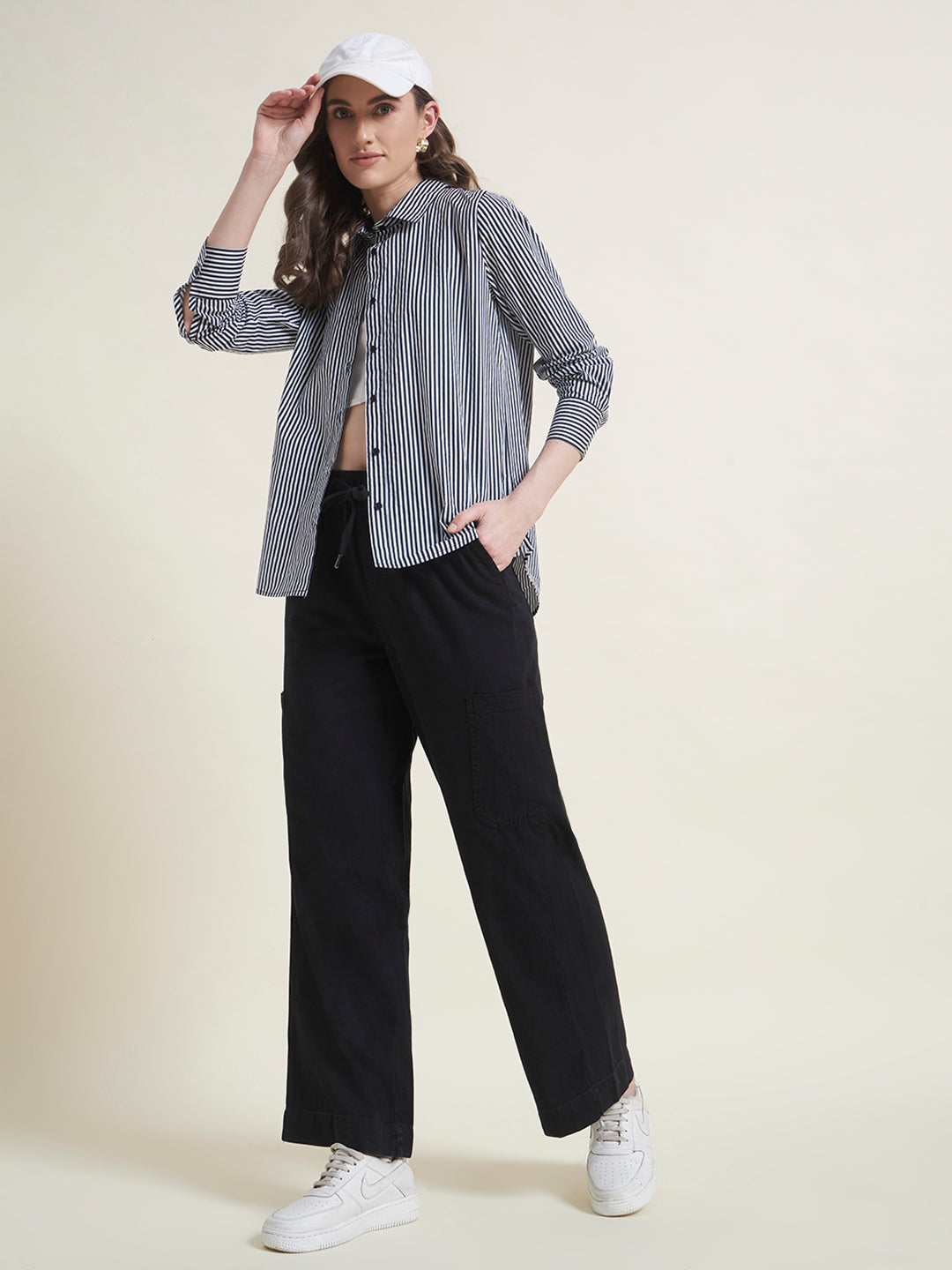 Black Cargo Trousers for Women