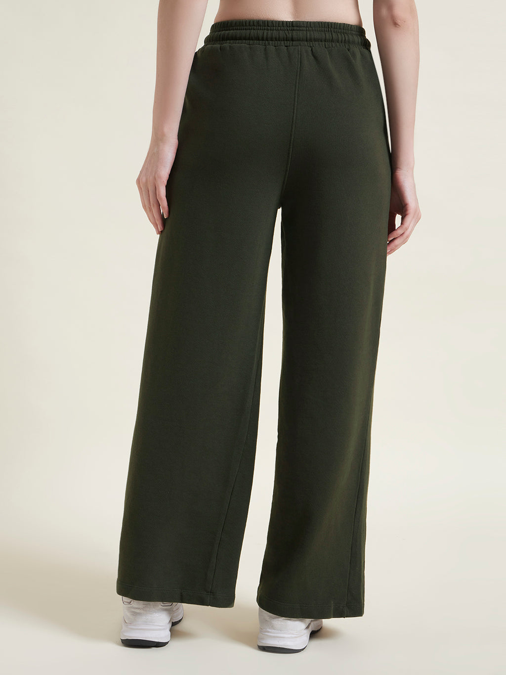 Olive Flared Pants Straight Fit Trousers for Women