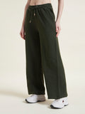 Olive Flared Pants Straight Fit Trousers for Women
