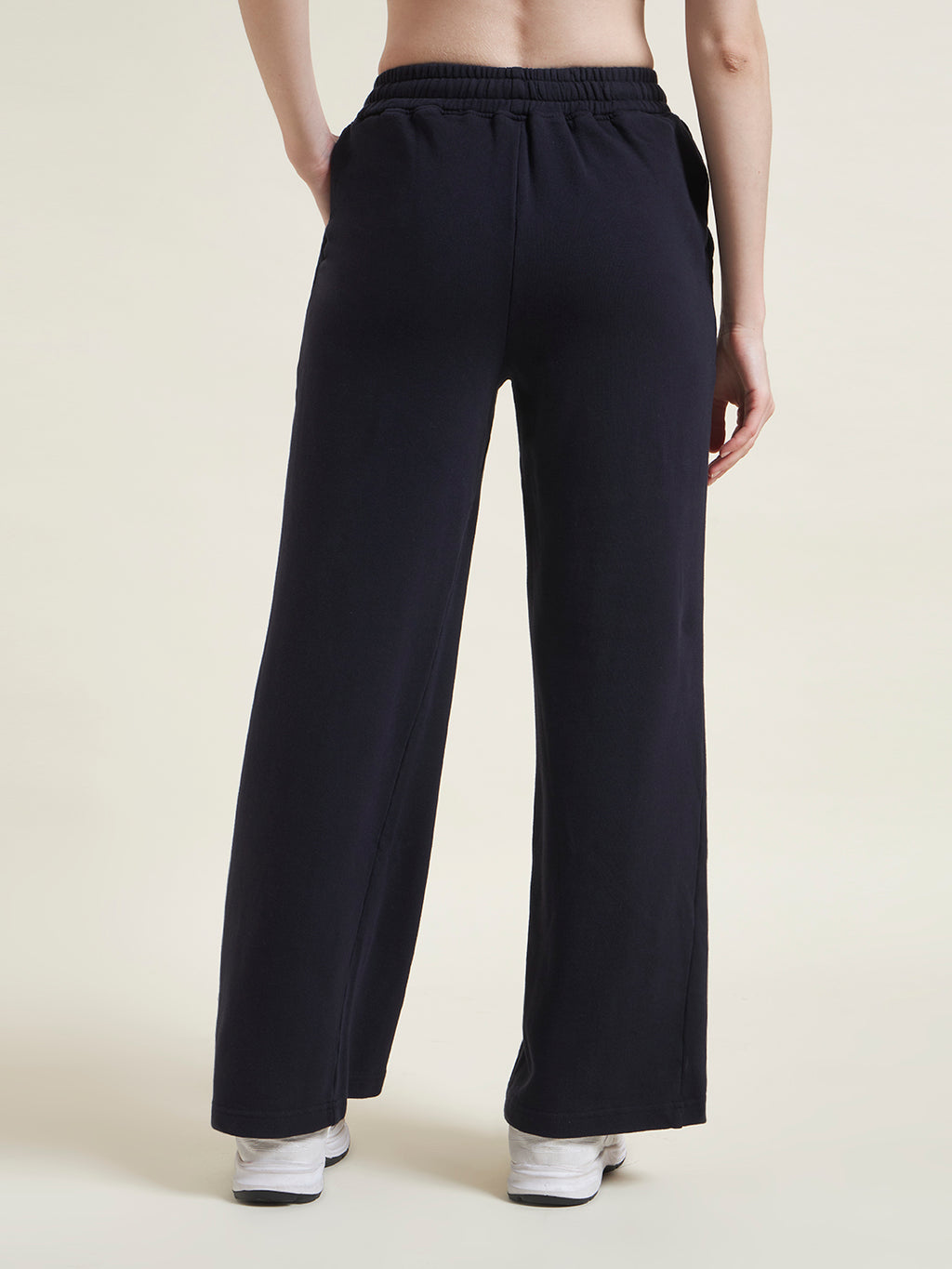 Navy Flared Pants Regular Trousers for Women
