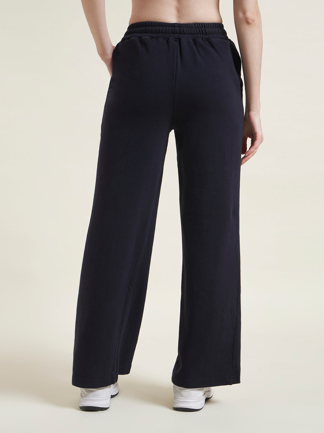 Navy Flared Pants Regular Trousers for Women