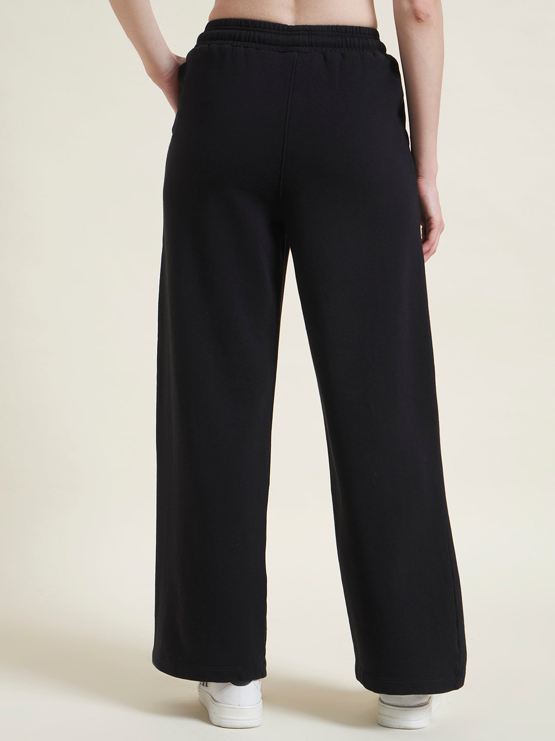 Black Flared Pants Straight Fit Trousers for Women