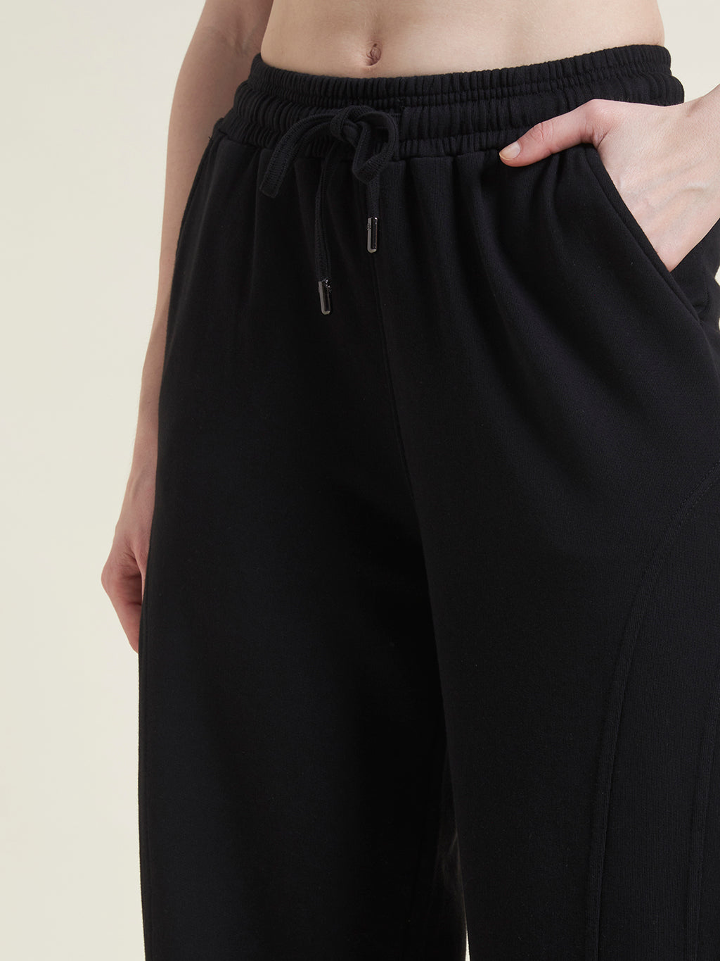 Black Flared Pants Straight Fit Trousers for Women