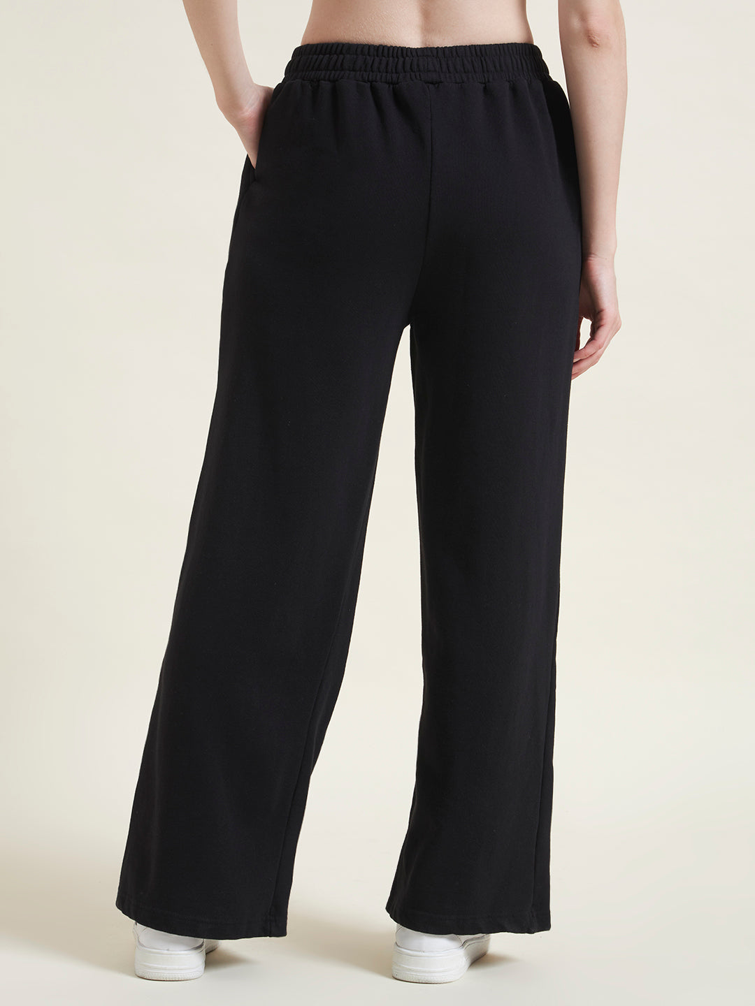 Black Flared Pants Regular Trousers for Women