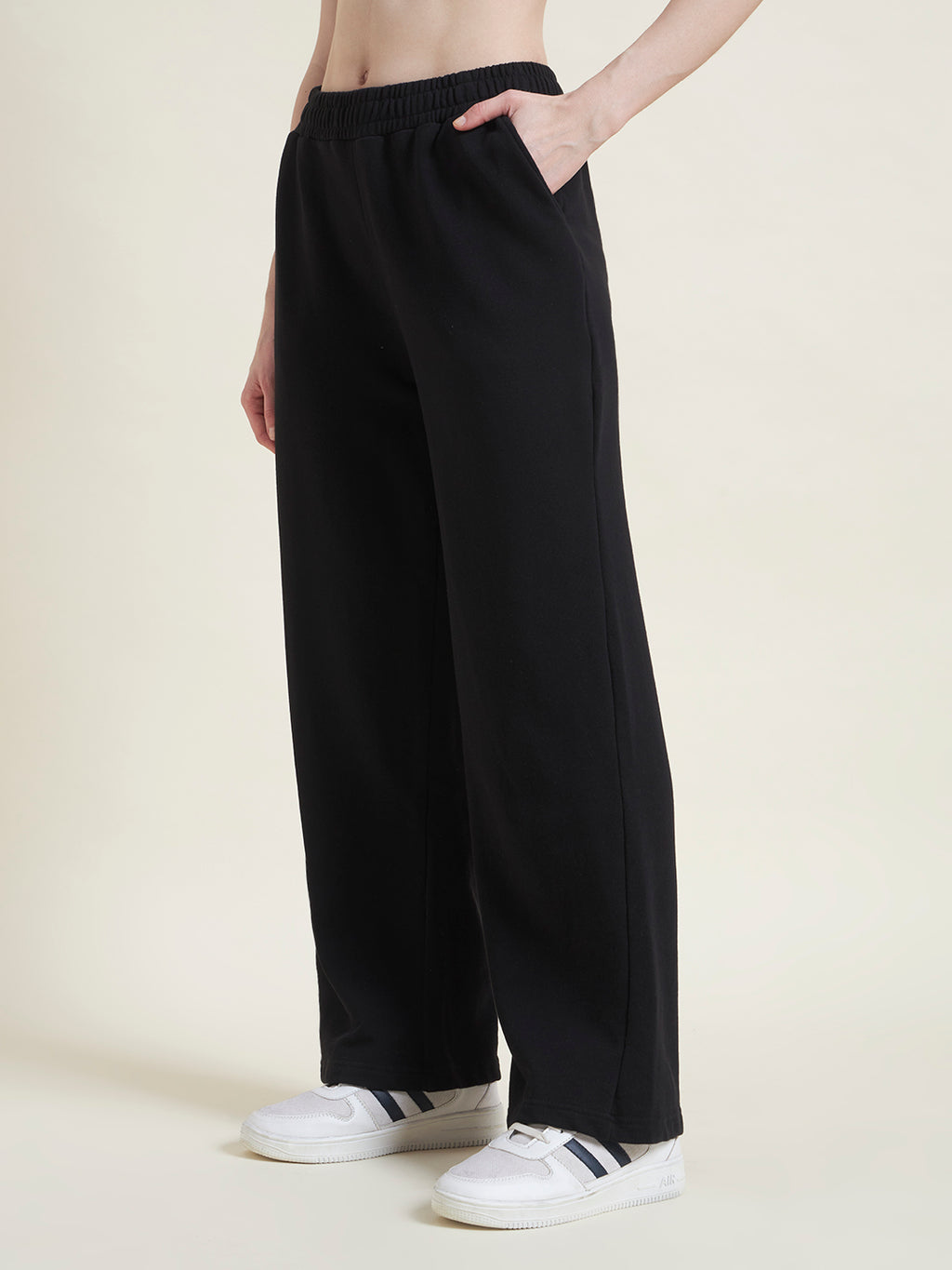 Black Flared Pants Regular Trousers for Women