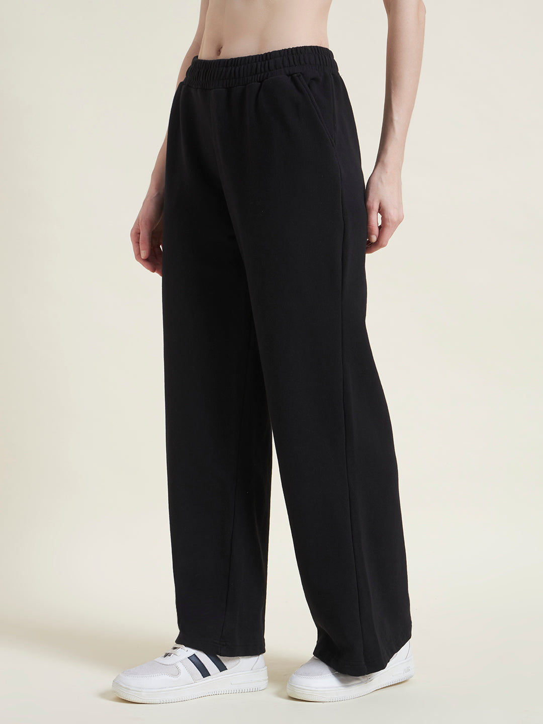 Black Flared Pants Regular Trousers for Women