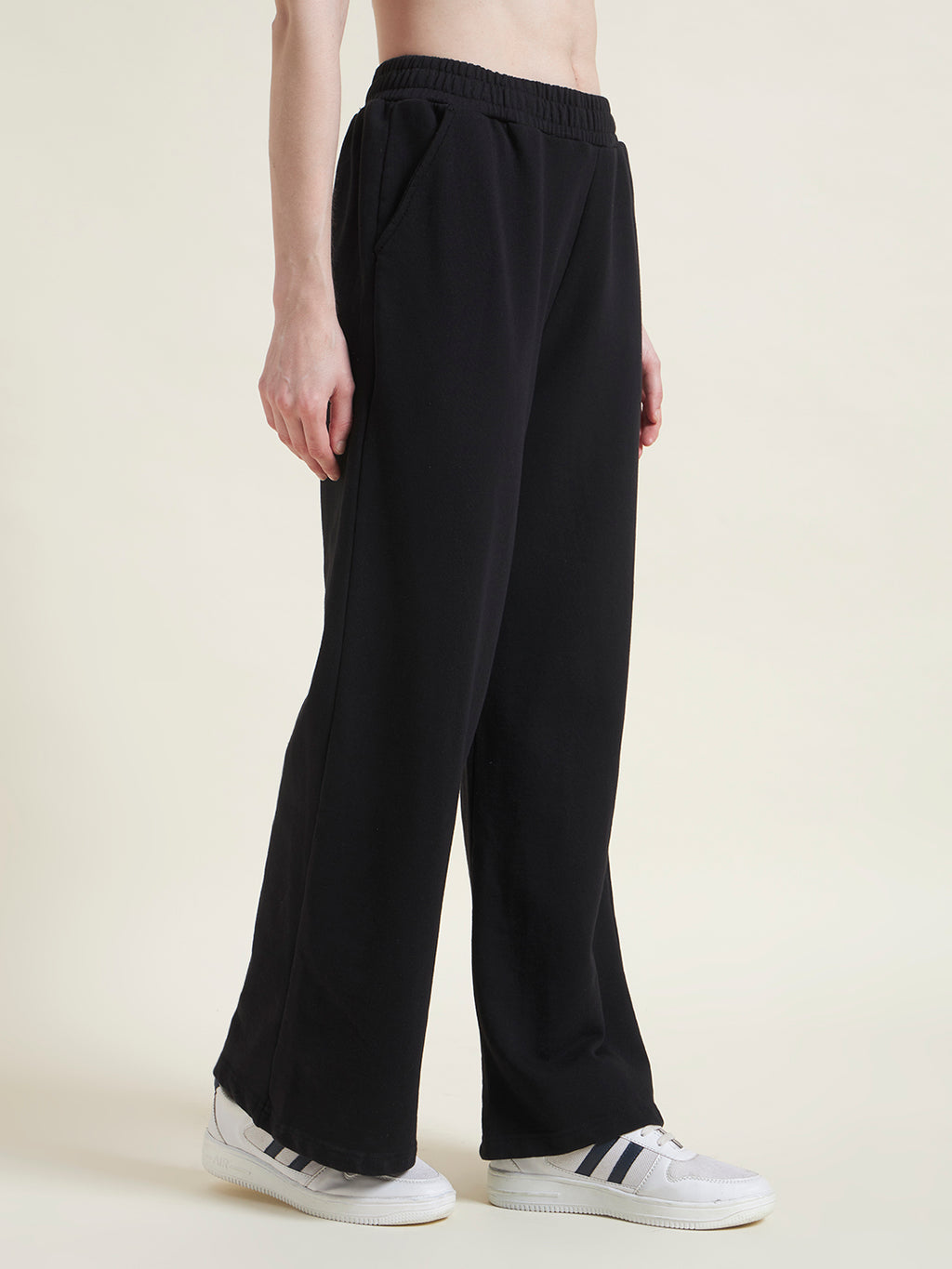 Black Flared Pants Regular Trousers for Women