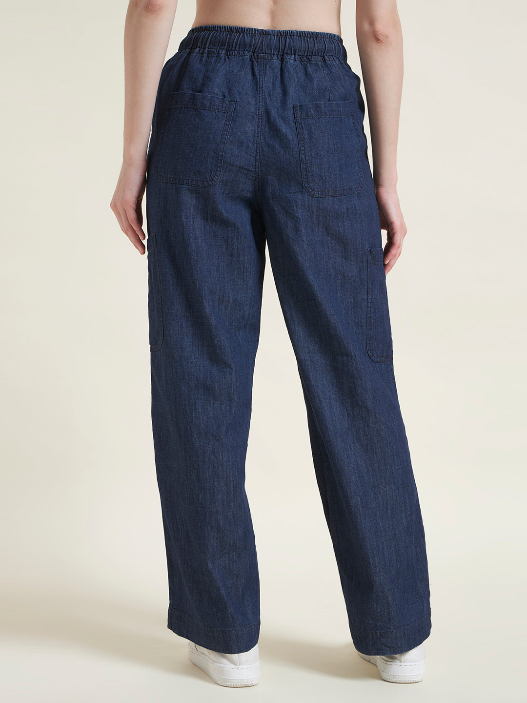 Indigo Relaxed Fit Denim Cargo Trousers