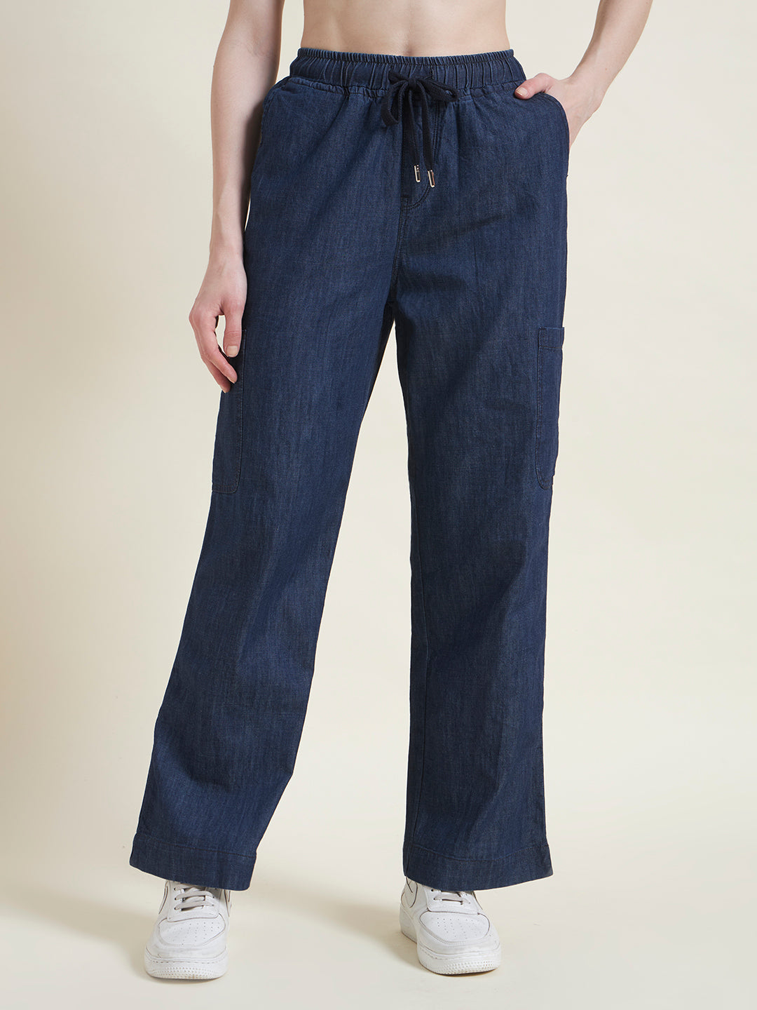Indigo Relaxed Fit Denim Cargo Trousers