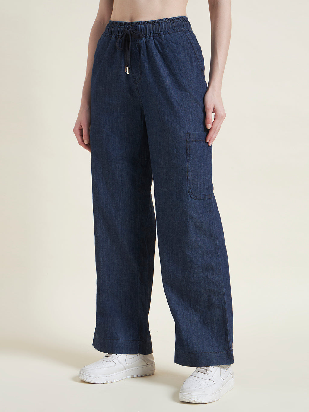 Indigo Relaxed Fit Denim Cargo Trousers