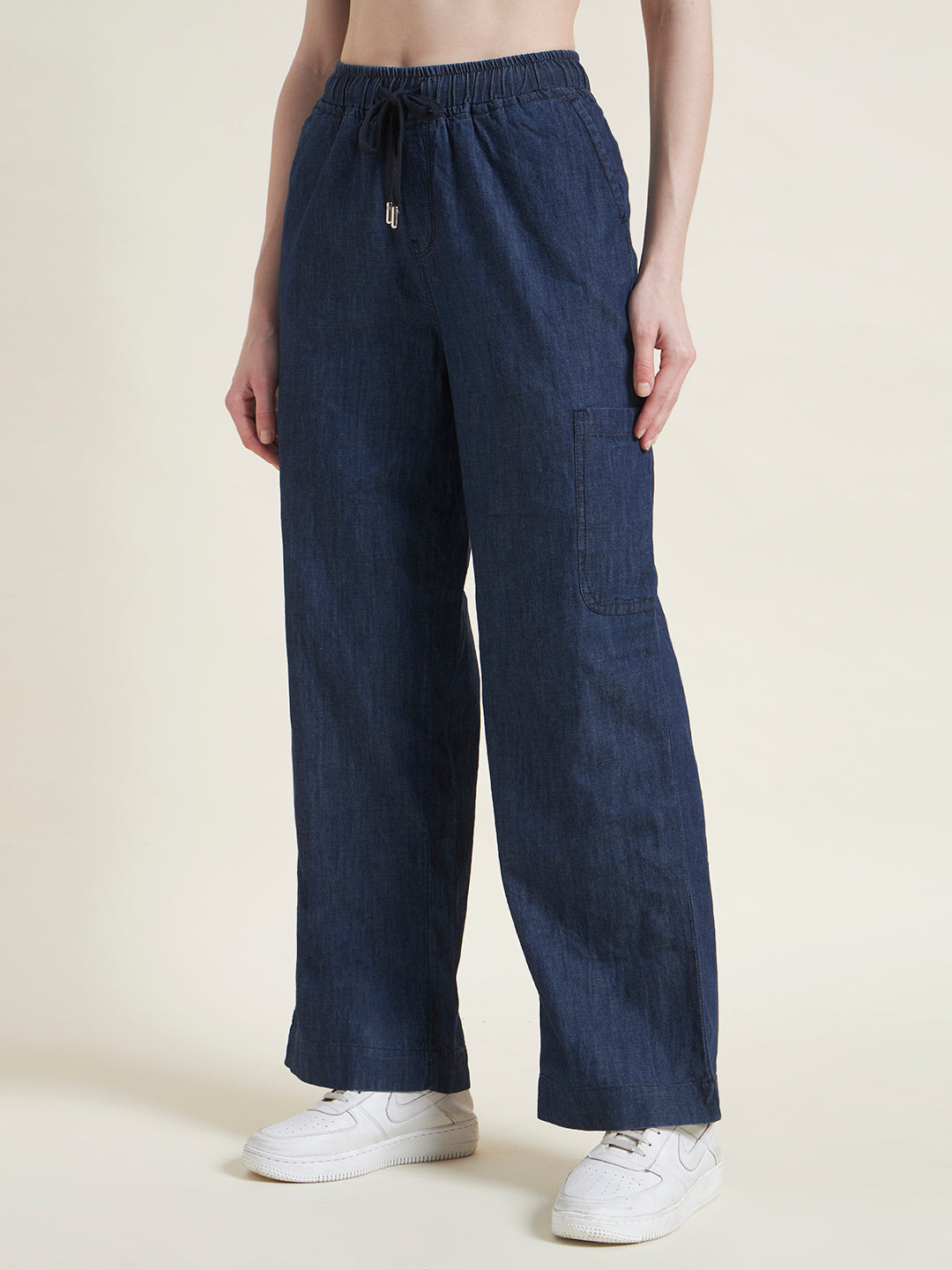 Indigo Relaxed Fit Denim Cargo Trousers