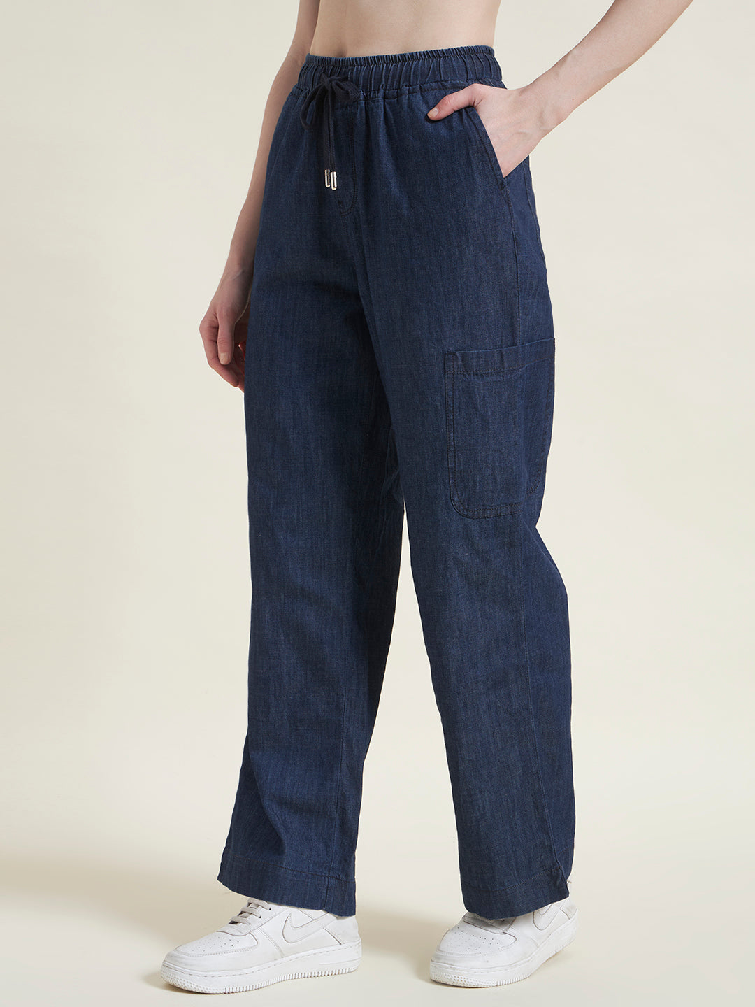 Indigo Relaxed Fit Denim Cargo Trousers