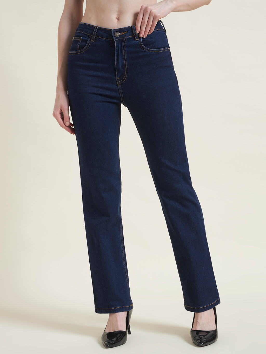 Blue Straight Fit Jeans for Women