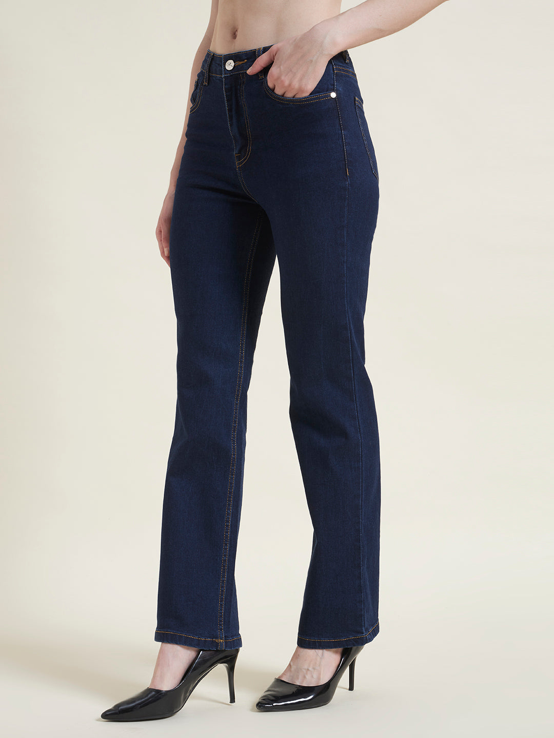 Blue Straight Fit Jeans for Women