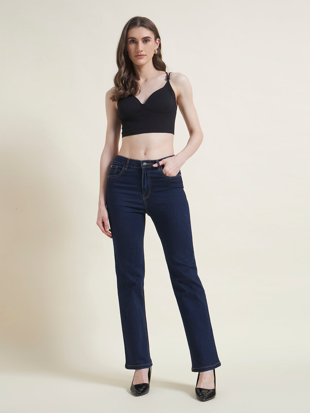 Blue Straight Fit Jeans for Women