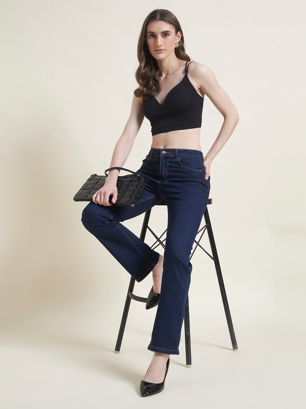 Blue Straight Fit Jeans for Women
