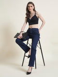 Blue Straight Fit Jeans for Women