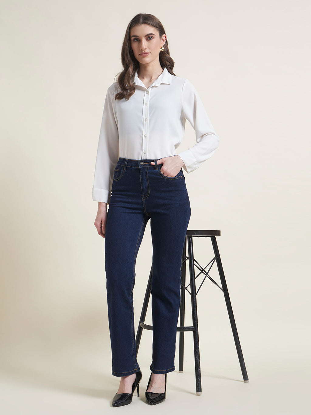 Blue Straight Fit Jeans for Women