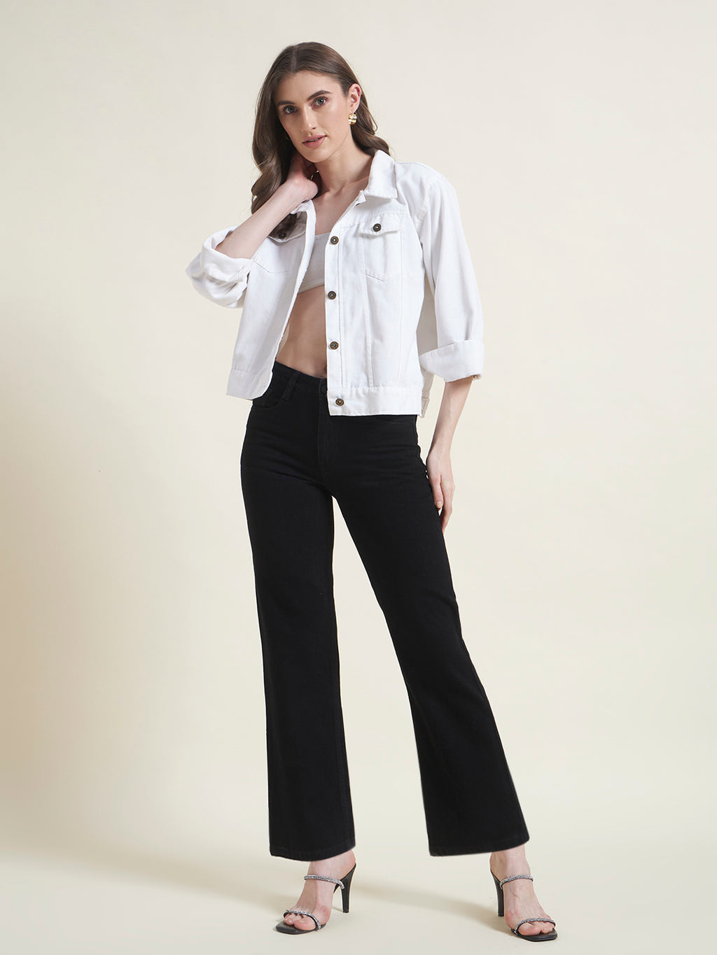 Black Flared Straight Fit Jeans for Women