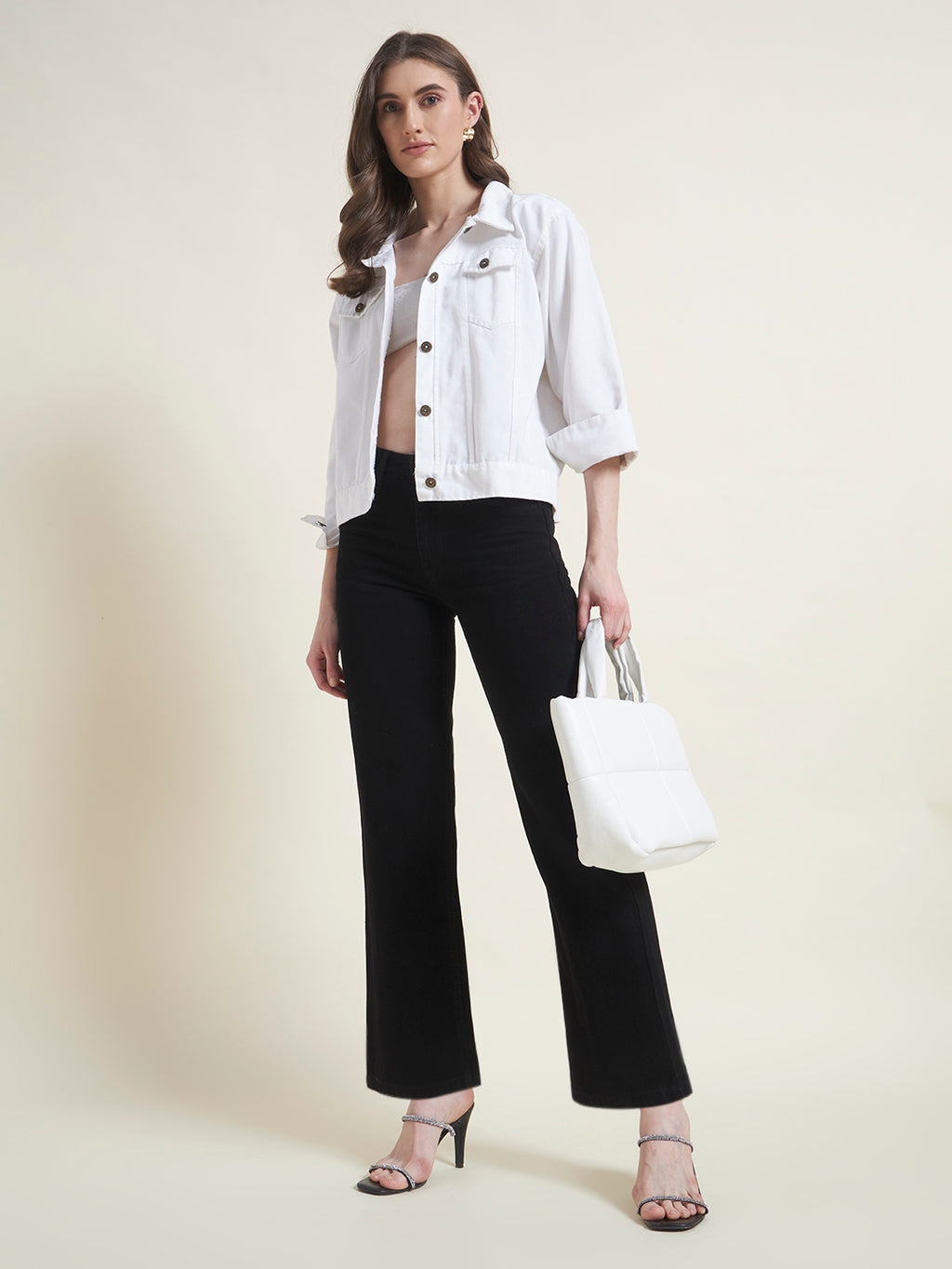 Black Flared Straight Fit Jeans for Women