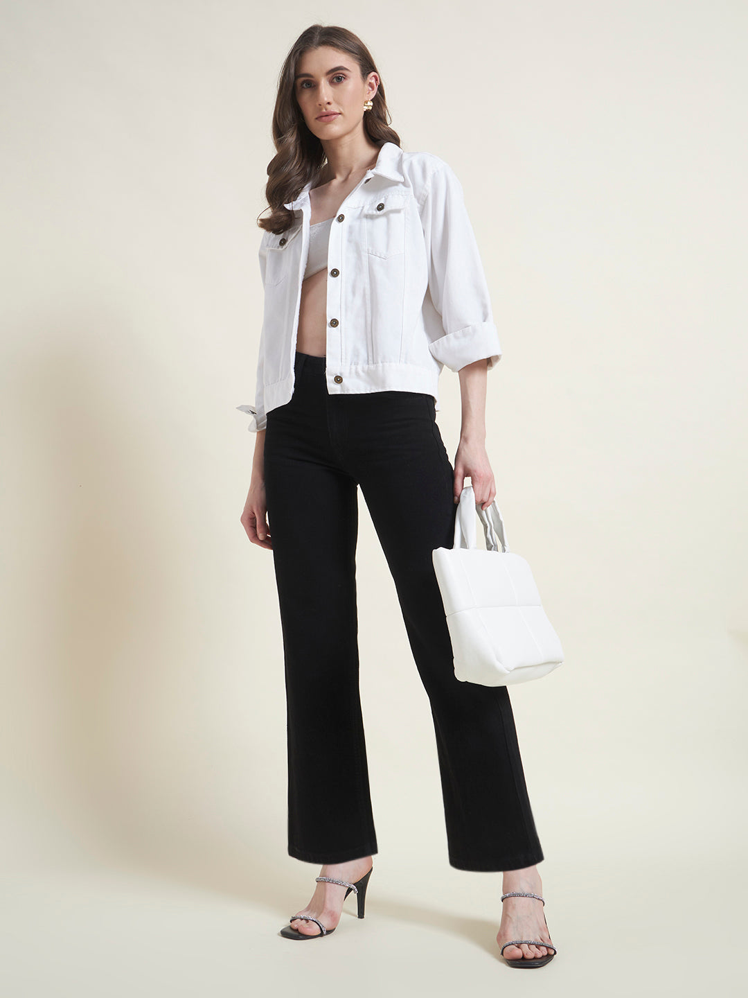 Black Flared Straight Fit Jeans for Women