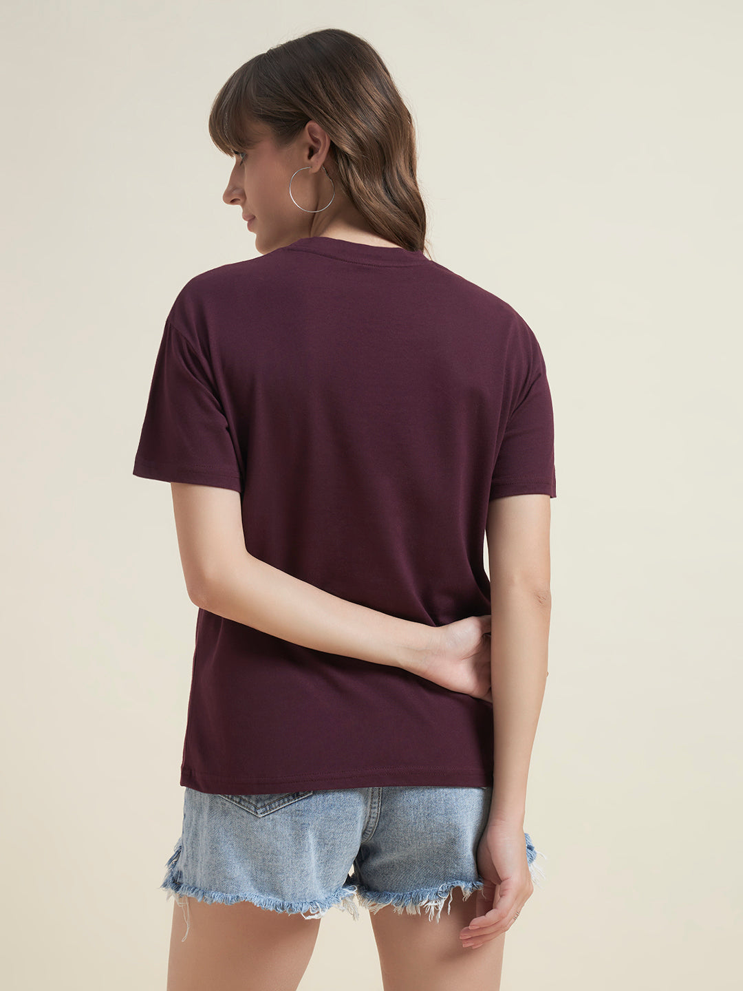 Beatnik Maroon Stylish Everyday Wear T-Shirt for Women
