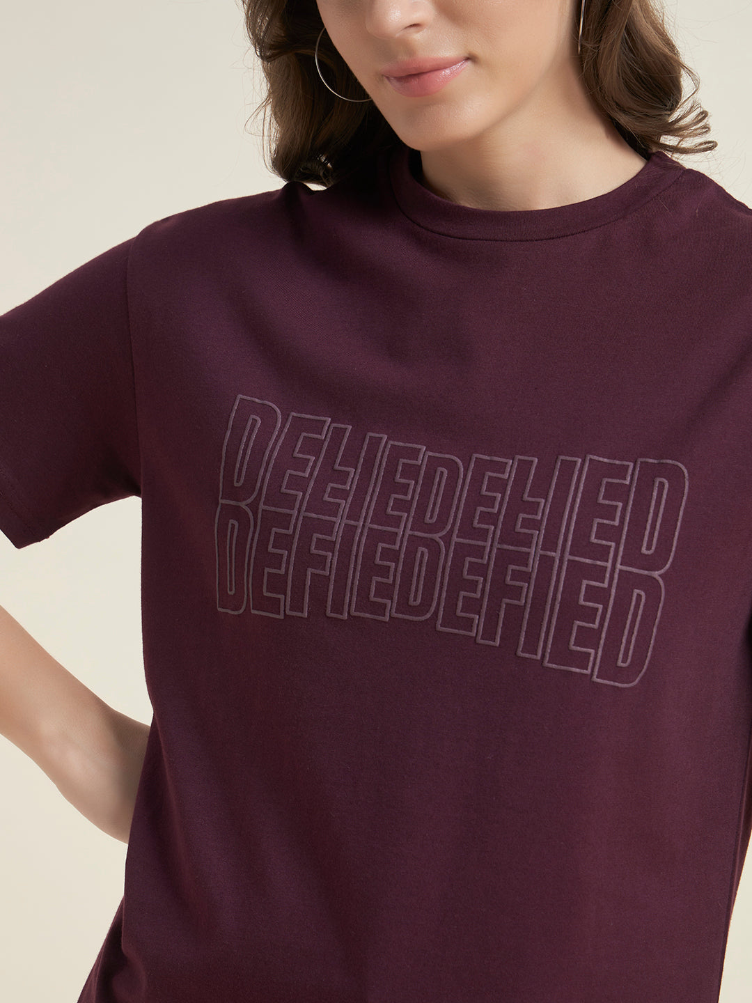 Beatnik Maroon Stylish Everyday Wear T-Shirt for Women