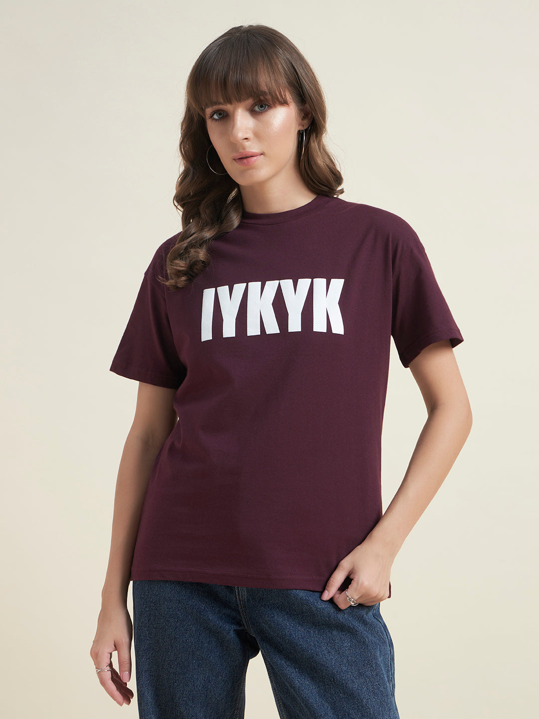 Beatnik Maroon T-Shirt for Women