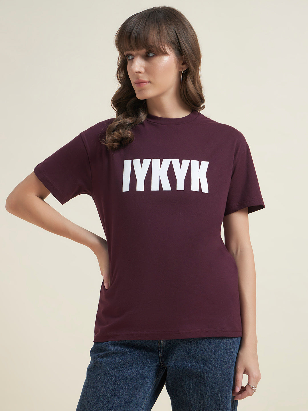 Beatnik Maroon T-Shirt for Women