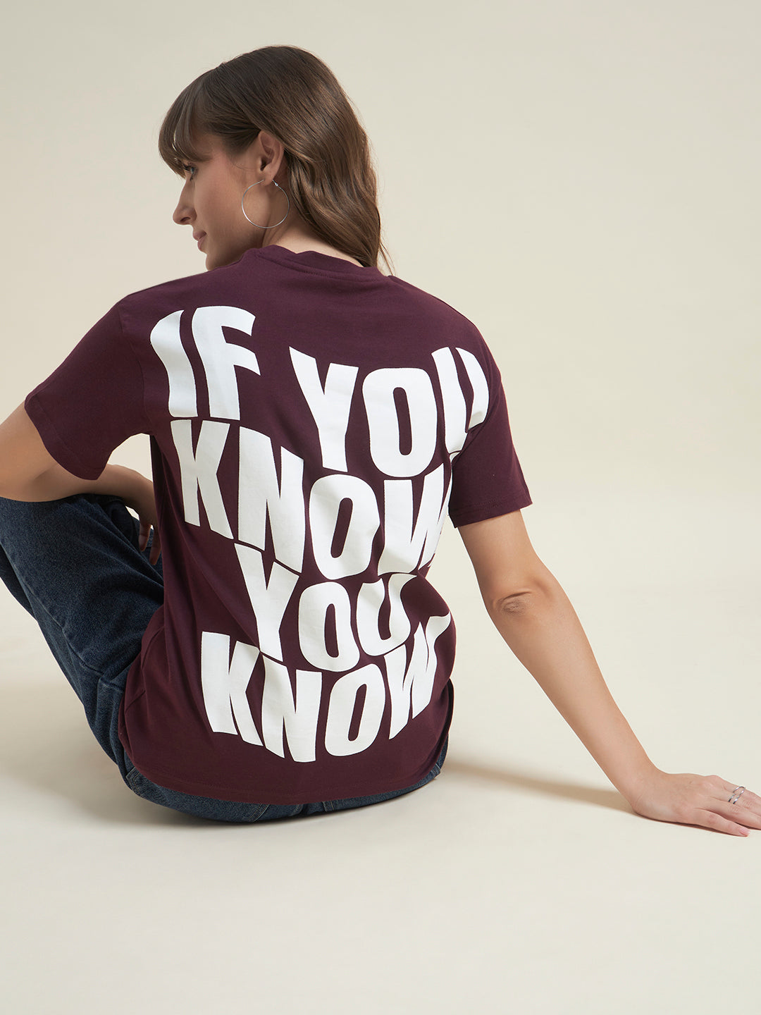 Beatnik Maroon T-Shirt for Women