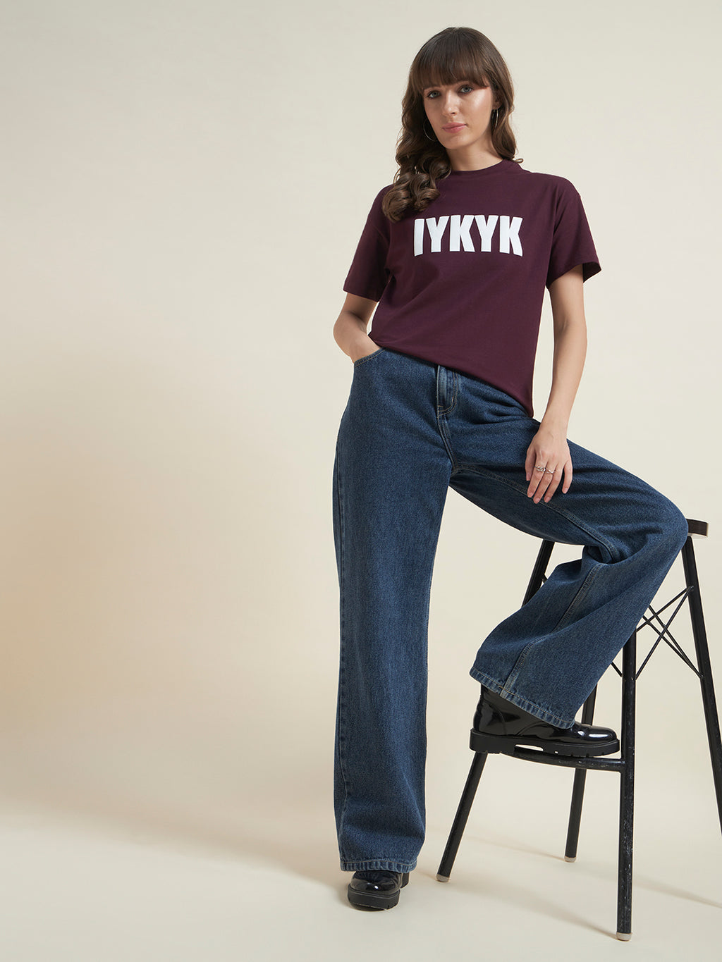 Beatnik Maroon T-Shirt for Women