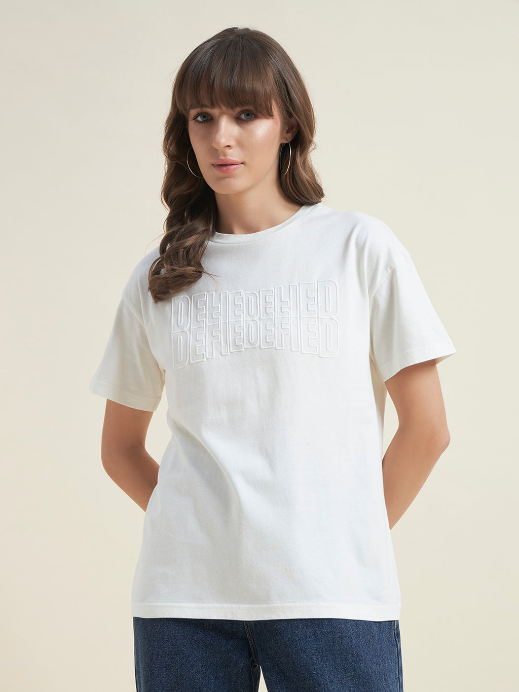 Beatnik White Stylish Everyday Wear T-Shirt for Women