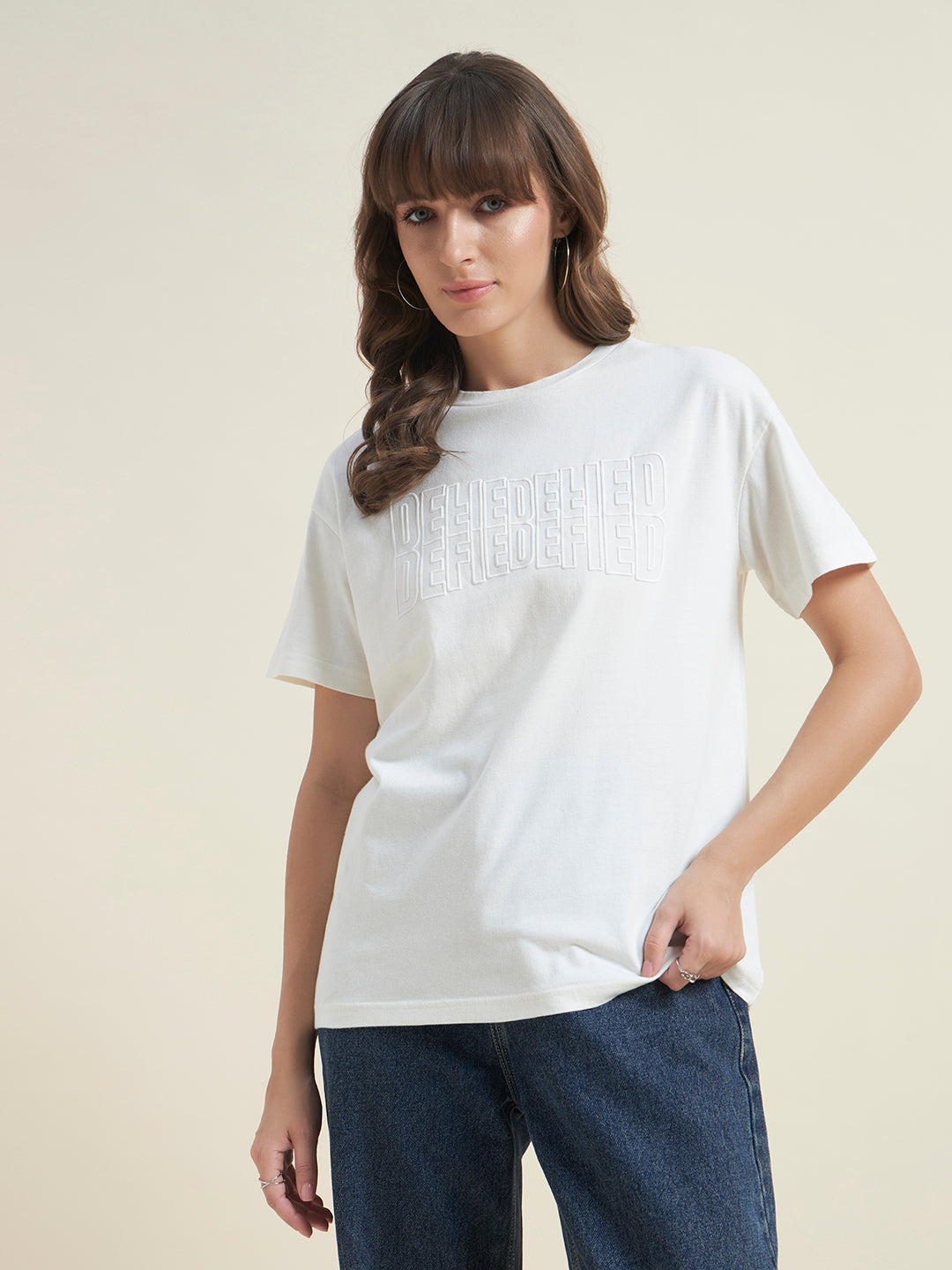 Beatnik White Stylish Everyday Wear T-Shirt for Women