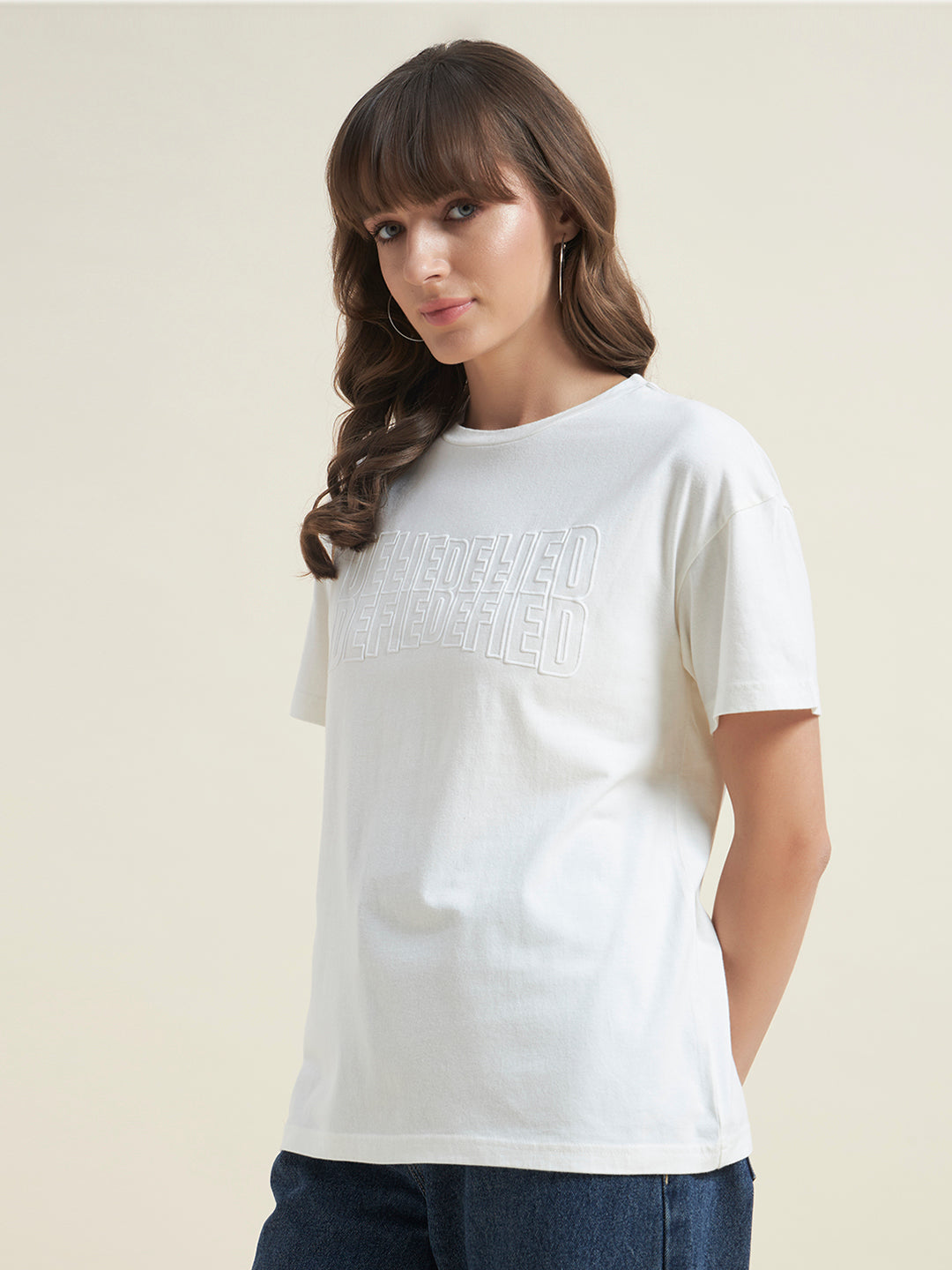 Beatnik White Stylish Everyday Wear T-Shirt for Women