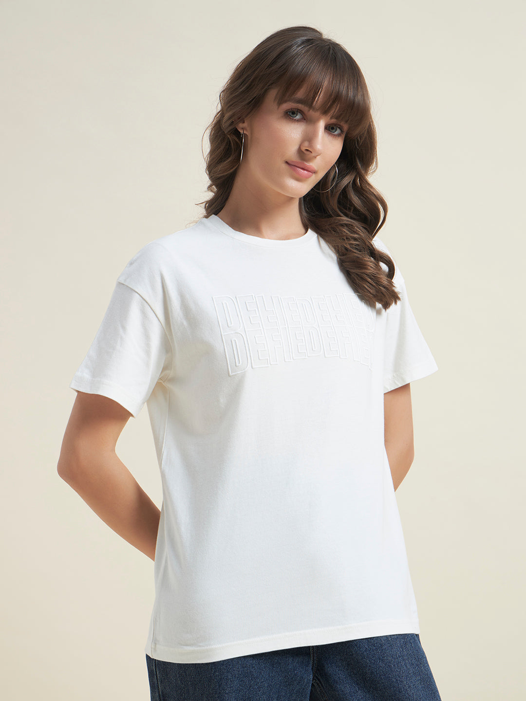 Beatnik White Stylish Everyday Wear T-Shirt for Women