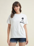 Beatnik White Comfortable T-Shirt for Women