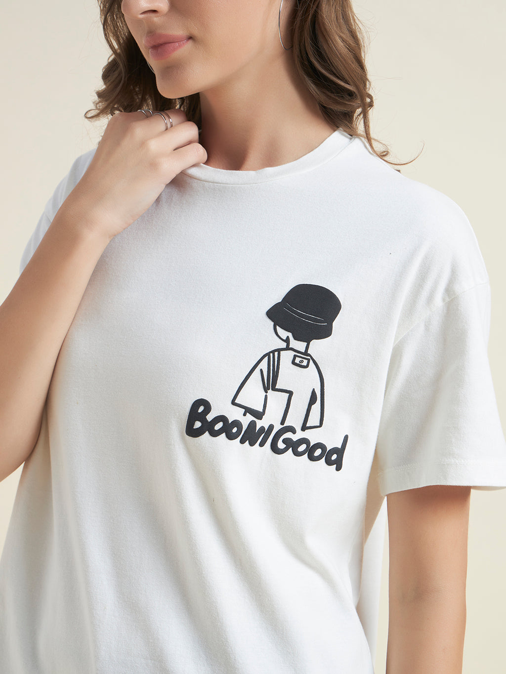 Beatnik White Comfortable T-Shirt for Women