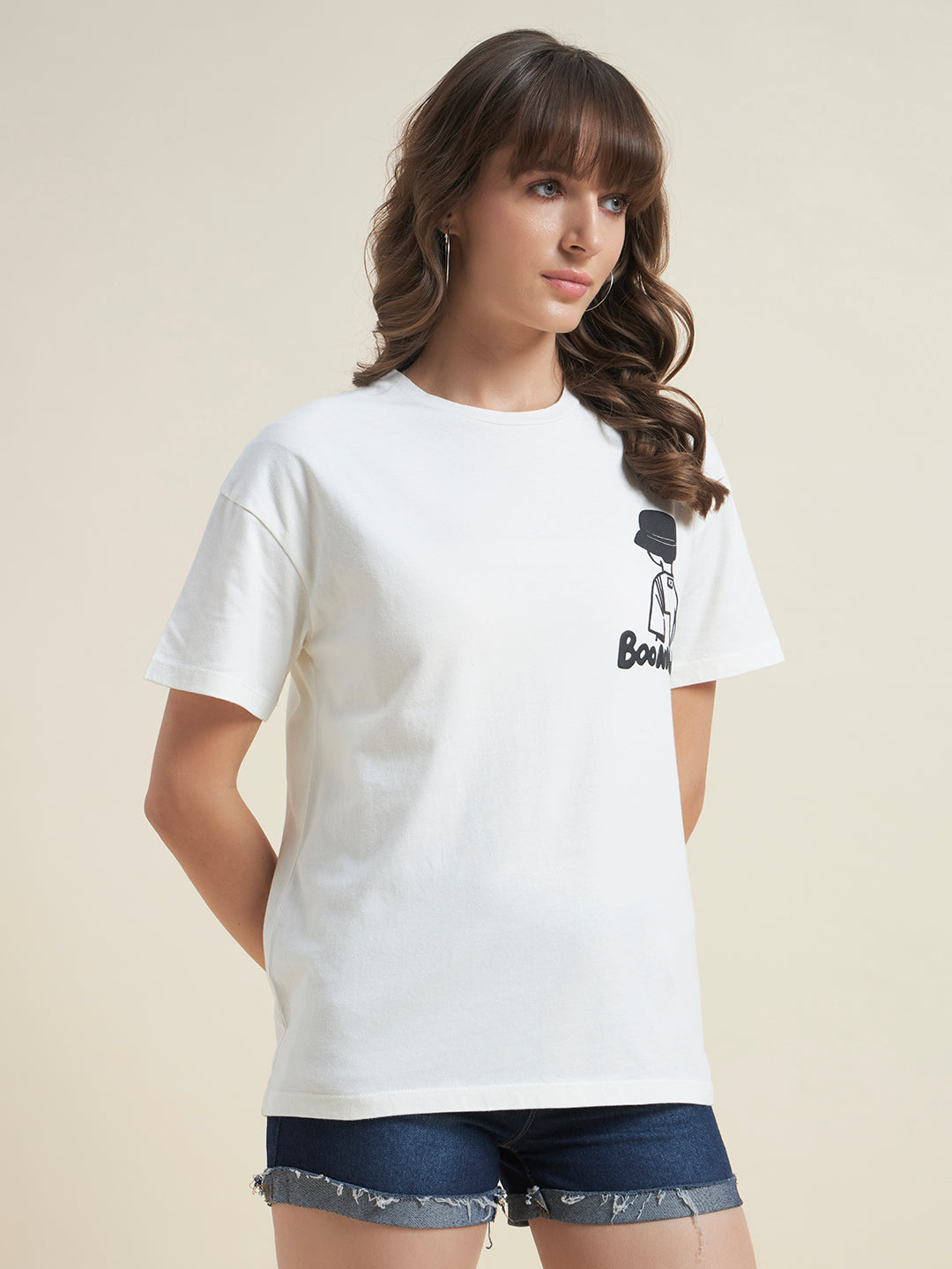 Beatnik White Comfortable T-Shirt for Women