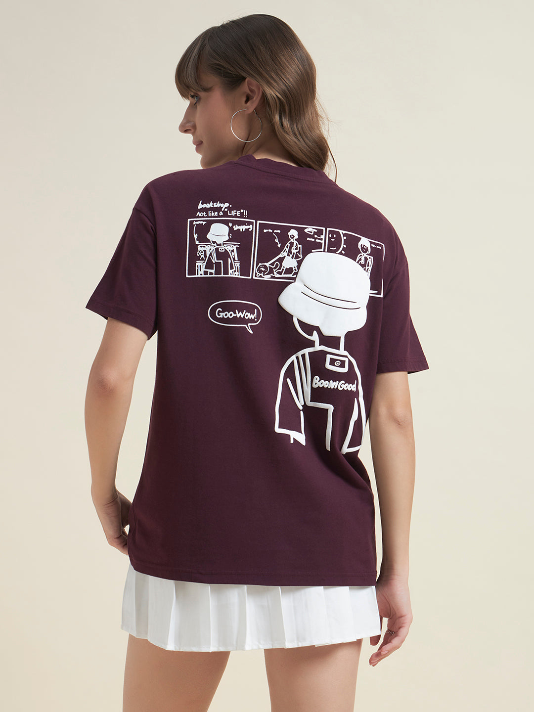 Beatnik Maroon Comfortable T-Shirt for Women