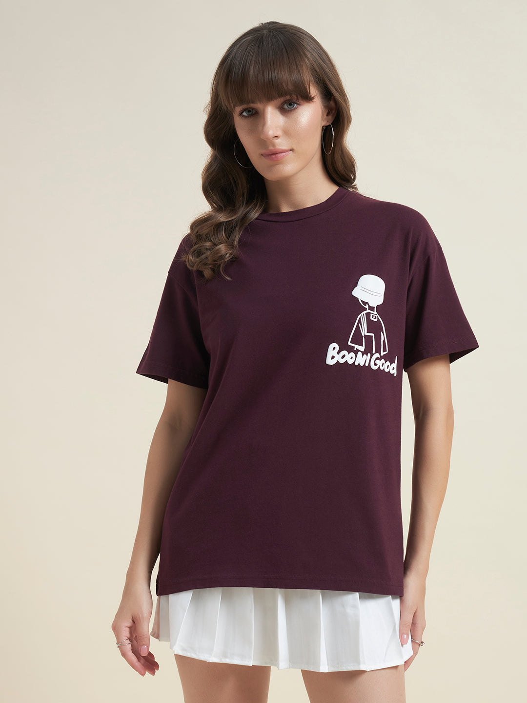 Beatnik Maroon Comfortable T-Shirt for Women