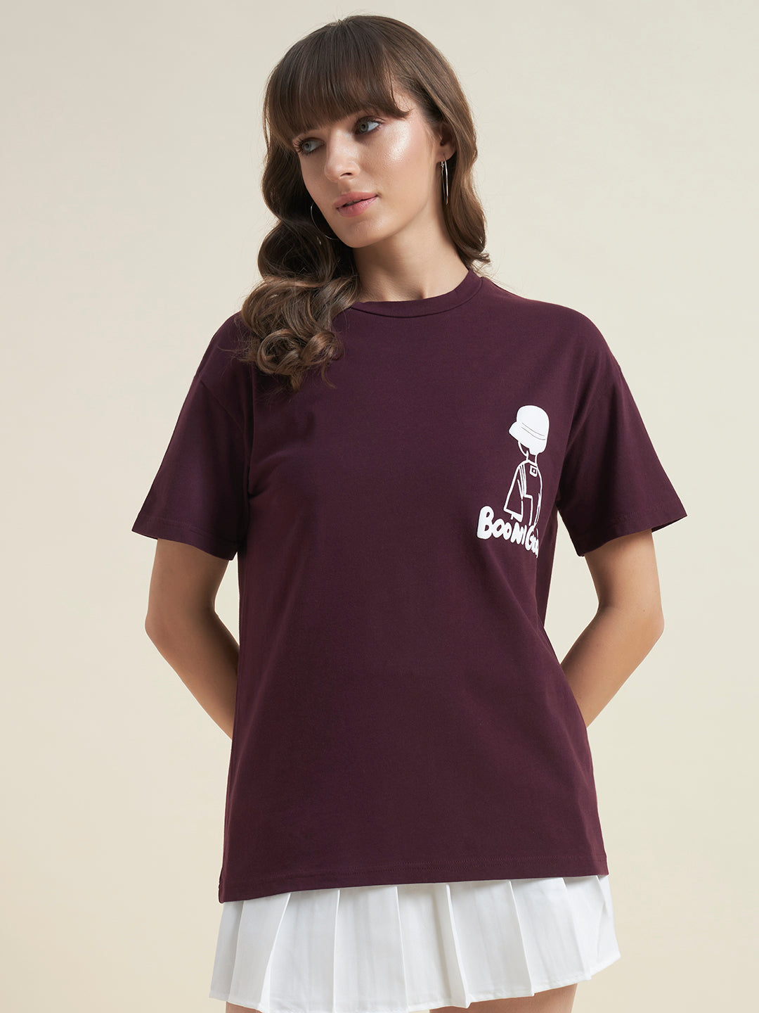 Beatnik Maroon Comfortable T-Shirt for Women