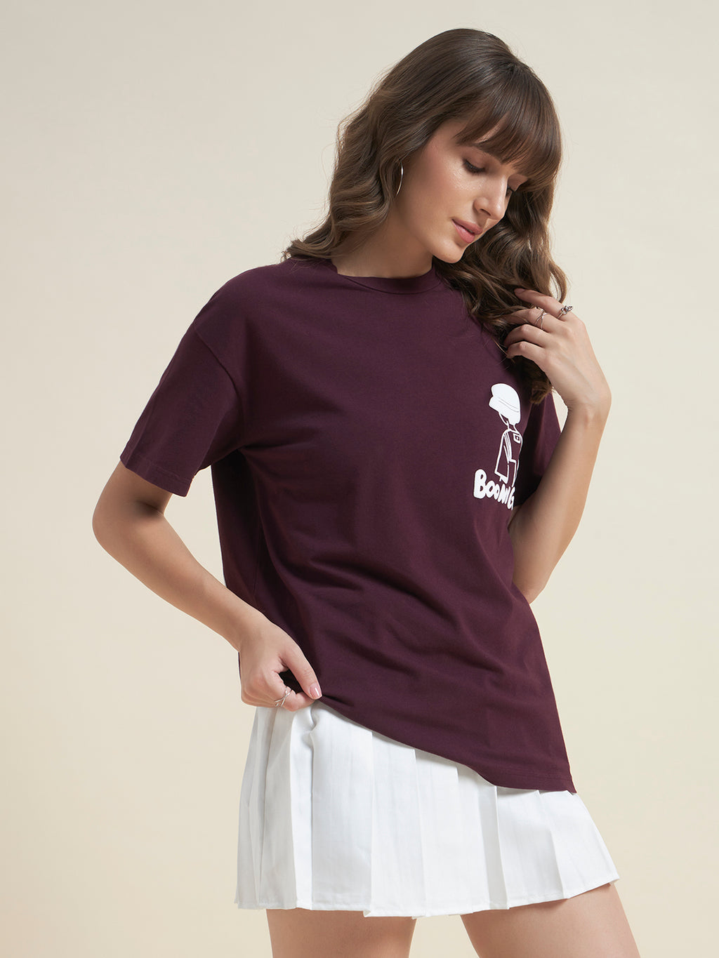 Beatnik Maroon Comfortable T-Shirt for Women